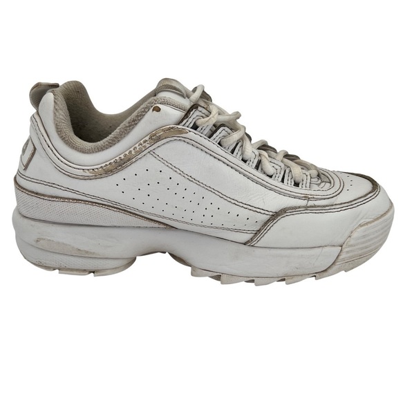 Fila Disruptor 2 White Leather Chunky Platform Sneakers Size 7.5 - Picture 3 of 8